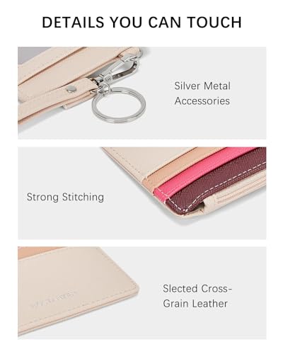 Image of BOSTANTEN Small Wallet For Women RFID Leather Credit Card Holder Slim Wristlet Keychain Wallet With Zipper Pocket