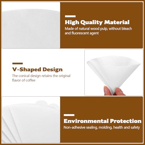 200 Stück Kaffeefilter Größe 1, V-förmiger Kaffeefilter Papier Filter, Ungebleichte Coffee Filter Paper, 01 Coffee Kegel Filterpapier für Kaffeetropfkegel Kaffeemaschinen(Weiß, 1-2 Tassen)