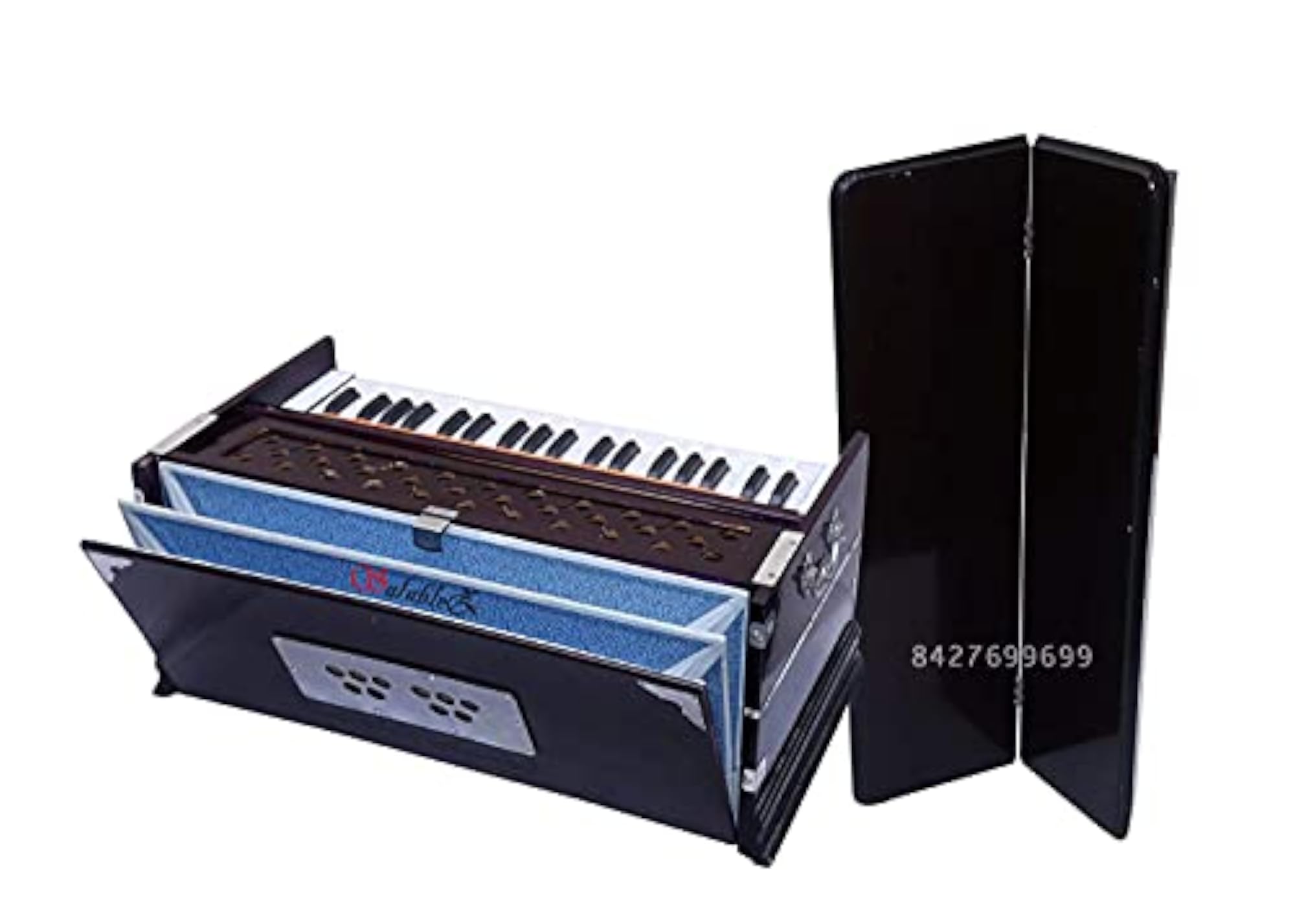 Double Bellow Mahogany Bass Male Harmonium with Carry Bag