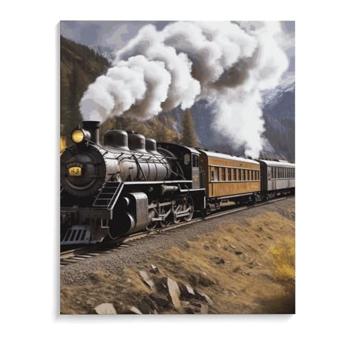 Tableau mural pour habiller un mur vide sans effort - Cadre lin locomotive à vapeur