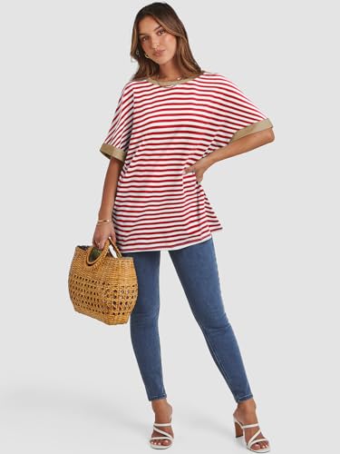 Image of ATHMILE Womens Oversized T Shirts Summer Tops Spring Casual Loose Fit Workout Short Sleeve 2026 Beach Vacation