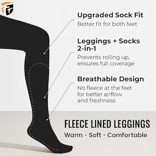 Image of FF Fleece Lined Tights Women Leggings Thermal Pantyhose Fake Translucent Opaque High Waisted Winter Warm Sheer Tight (Waist Size: 26 to 34Inch Stretchable) - Free Size