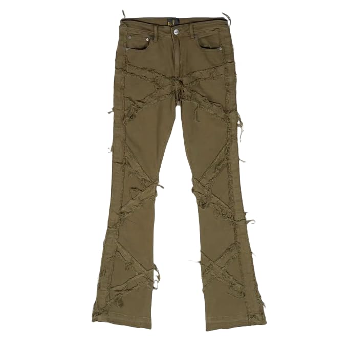 Men's Loose-Waist Denim Pants with Fringed Hems and Casual Retro Denim Pants