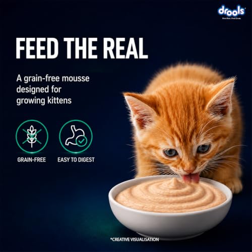 Image of Drools Kitten Wet Mousse 80g Pack of 5, 400g | Tuna Flavour | Rich in Protein | Promotes Hydration & Easy to Digest | No Artificial Flavours | Packed with Essential Vitamins & Antioxidants