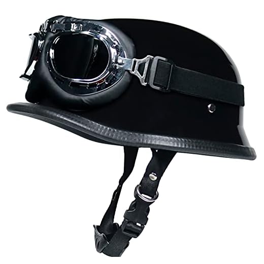 Casco De Motocicleta Vintage con Gafas De Aviador Wehrmacht Casco Brain-Cap Medio Casco Casco Jet Casco De Seguridad para Ciclomotor Scooter Certificado ECE A,59-60cm