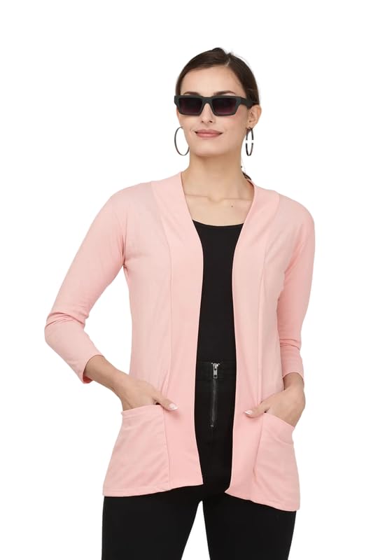 Women Multi Solid Shrug Jacket Long Sleeves Open Front Casual Wear-image-0