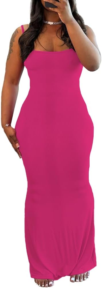 PINSV Women Summer Long Dress Casual Slip Sexy Sleeveless Bodycon Maxi Dresses for Women - Image 5