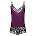 Sexy Lingerie Set for Women Lace Nightwear Sleepwear Comfortable Camisole and Shorts Pajamas Fashion (Purple, S)