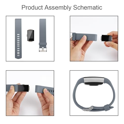 Image of Tobfit Watch Strap Compatible for Fitbit Charge 2 (Watch Not Included), Removable Soft Belts for Charge 2 Wristband, Smartwatch Band for Men & Women
