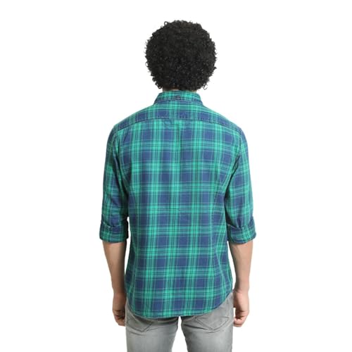 Image of BASICS 100% Cotton Checked Shirt for Men | Slim Fit | Everyday Smart Casual Wear | Full Sleeve