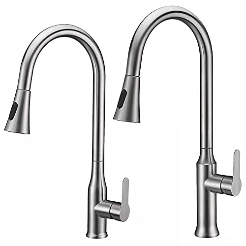 Grifo monomando de níquel cepillado para fregadero con ducha extraíble 3