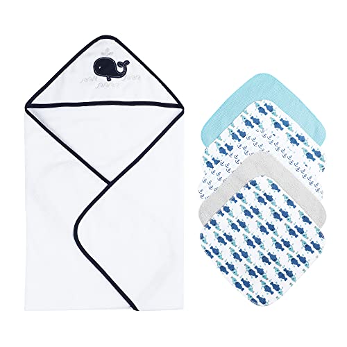 Softan Baby Hooded Bath Towel And Washcloths, Extra Soft And Ultra Absorbent, 6 Pack Gift For Newborn And Infants, Whale #TOP13