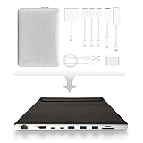DOCKCASE alles in einem USB-C Hub Dockingstation mit 9 Ports und Leder Schutzhülle Case Cover Sleeve Ledertasche für MacBook 12 Zoll - Braun