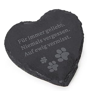 Logbuch-Verlag Herz Gedenkstein Schieferplatte 12x12 cm