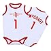 MYXUAA Bodyball Bodyysuits McGrady N ° 1 - Ventilatori senza maniche, in jersey, Crawling Sui Playssuit - Pantaloncini traspiranti da ragazzo, 80 cm, colore: bianco