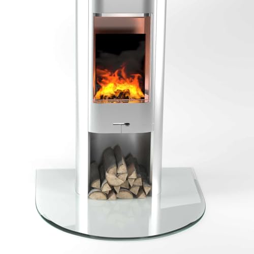 Glasplatte24 Funkenschutzplatte Rundbogen für Kaminofen, Glasplatte mit...