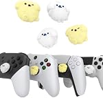 PlayVital Cute Thumb Grip Caps for ps5, Edge, ps4 Controller, Silicone Analog Stick Cover for Xbox Series X/S, Elite Series 2 Controller, Thumb Caps for Switch 2 Pro Controller - Fluffy & Winky Pups