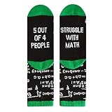 Qirun Lustiger Spruch Crew Socken bunte Bücher Wissenschaft Mathematik Buchstaben Strumpfwaren Geschenk Grün