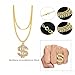 Gejoy Hip Hop Costume Kit 80s 90s Rapper Accessories Outfit for Men Women Sunglass Hat Chain Ring Halloween Party Decoration(Black)