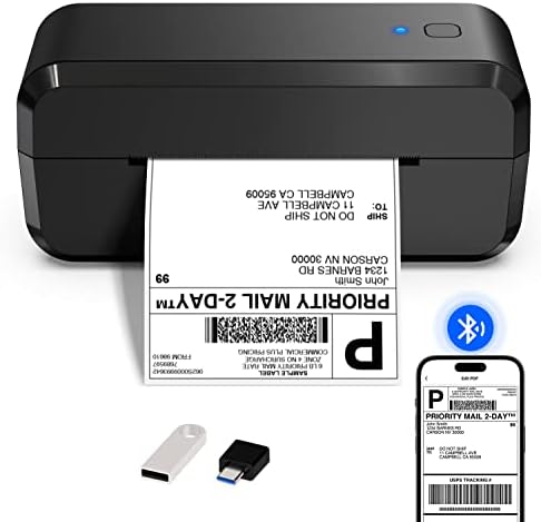 POPOBUY Bluetooth Thermal Label Printer for Shipping Packages, 4x6 Wireless Shipping Label Printer, Compatible with iOS, Android, Mac, Chrome OS, Windows, Amazon, Ebay, Etsy, FedEx, USPS, UPS