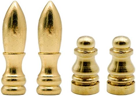 Iceyyyy 4Pcs Solid Brass Lamp Finial - Bronze Lamp Finial Cap Knob Knob Lamp Shade 1-3/8 inch Thread High Finial Decoration Accessories for Table or Floor Lamps (Gold)