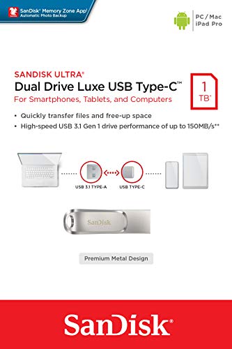 Ultra Dual Drive Luxe USB Type-C and Type-A 1TB, up to 150MB/s, USB 3.1 Gen 1, All Metal, 2-in-1 Device - Chiavetta USB - Immagine 6