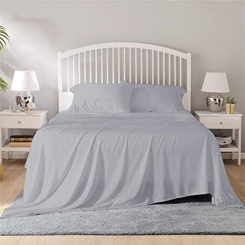 Image of YRM Bedding's - Egyptian Cotton Bedsheet 400-TC Premium Hotel Quality 1 Bedsheet (82x102) + 2 Pillow Covers (18x28) - (Full Size, Silvwe Grey Color)