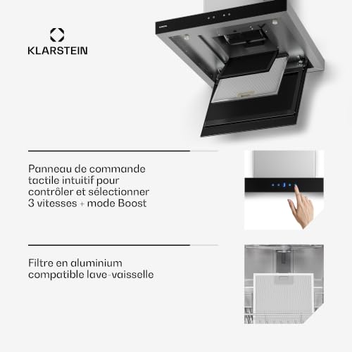 Valeria Hotte Îlot Mode Évacuation Et Recyclage D'air Design Élégant En Acier Inoxydable 632 M³h 60 Cm - vue 7