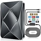 2026 Updated TV Antenna, 5000+ Miles Range Digital Antenna for Smart TV Indoor/Outdoor with Amplifier, 360° Reception HDTV Antenna for Local Channels Supports 4K 8K 1080p All TVs-40ft Coax Cable