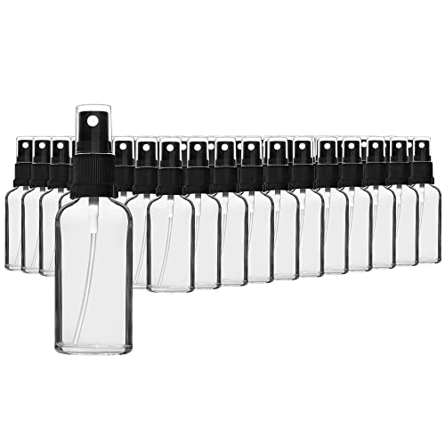 HandsUnity 50ml-88 piezas de Botella de Vidrio para Rociador - Botellas de Vidrio Transparente para Farmacia con Botella de Vidrio Atomizador Negro Hecha de Vidrio Claro que incluye 5 Accesorios