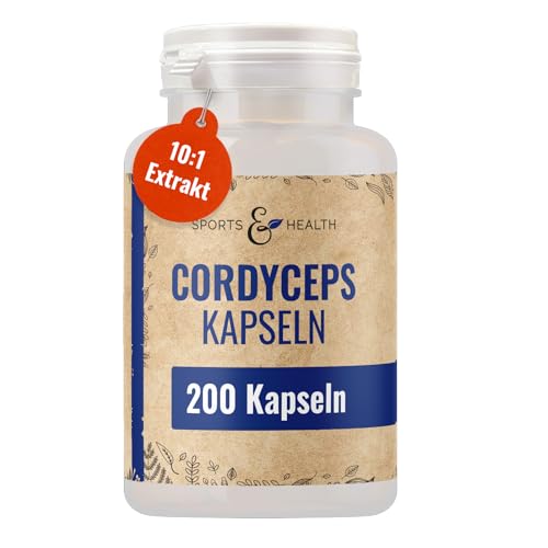 Cordyceps Kapseln Hochdosiert 13000 mg Aus 10:1 Extrakt - 200 Kapseln Vegan & Ohne Zusätze - Cordyceps Sinensis - Raupenpilze Vitalpilze Cordyceps-Extrakt