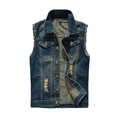 Veste en jean déchirée sans manches pour femme look casual taille M