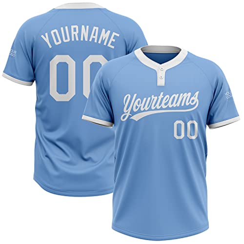 Personalized Novelty Blue and White Softball Jerseys, Custom Made Baseball T-Shirts for Women Men Boys Girls, Design Your Own Sports Tee Shirts, Designed Team Uniforms Stitched Number Name, XS-5XL