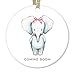 Baby Girl Christmas Ornament 2019 Newborn Baby Shower Cute Elephant Pink Bow Mommy Daddy Infant First 1st Holiday Ceramic Keepsake Present 3" Flat Porcelain with White Ribbon & Free Gift Box OR00068