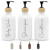 FCINNOVA Dispensador Jabon Baño blanco mate 500ml Set de 3 Botes para Gel y...