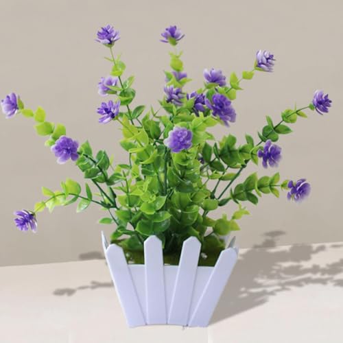OULIGET Artificial Faux Plants Flowers,Mini Plastic Potted Fake Flowers Plants,Fence Pot...
