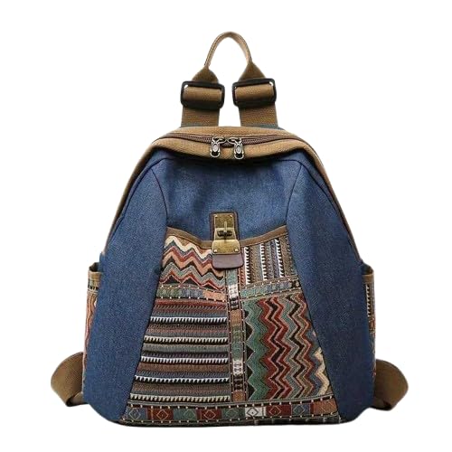 Bohemian Style Embroidered Denim Backpack for Travel And Casual Use-image-9