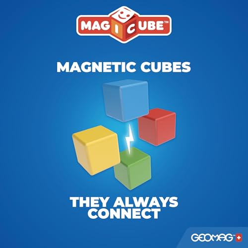 Image of Geomag Magicube Magnetic Blocks, 64 Large Magnetic Cubes STEM Toy, Sensory Toys for Toddlers 1-3, Building Blocks for Kids, Fun Toddler Toys 1-2 yrs