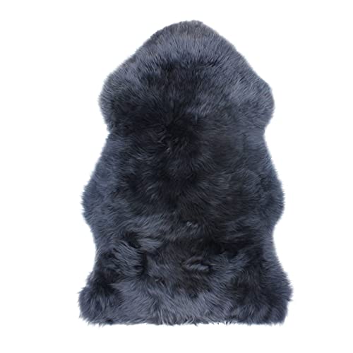 ムートンラグ 天然 オーストラリア産 長毛 1匹物 ラグ ネイビー 60×90cm 洗える NF001NV