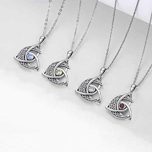 Celtic Moon Necklace 925 Sterling Silver Celtic Knot Trinity Pendant Necklace Birthstone Necklace Irish Jewelry Gifts for Women Girls Daughter Mother Birthday Christmas3