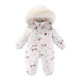 ベビー服 長袖 防寒 カバーオール ジャンプスーツ 子供用アウトドアウェア プレゼント 保温性 前開き 通学 スキー ジップアップ 新年 年賀状 男児 (ホワイト2，110)