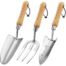Berry&Bird Garden Tool Set- 3PCS Stainless Steel Gardening Tool Sets with Wooden Handle Trowel Weeding Fork & Digging Shovel Hand Tool Kit for Planting, Ideal Gardening Gift for Women & Men