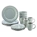 Rachael Ray Cucina Dinnerware 16-Piece Stoneware Dinnerware Set, Sea Salt Grey