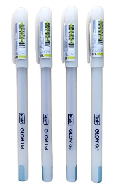 FLAIR GLOW (Glows In The Dark) Waterproof Gel Pen 0.7mm Tip-Pack of 20-Blue Ink| Lightweight, Smooth Writing, Comfortable Grip| Quick-Dry, Non-Fading, Low Viscosity Ink- For Daily Writing Use