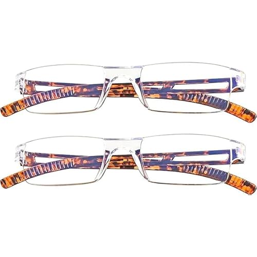 Image of 2 Pack Reading Glasses, Blue Light Blocking Computer Reading Glasses for Women and Men, Lightweight Readers(Tortoise,+3.25Magnification)