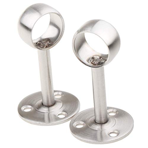 2 Stück Edelstahl Gardinenstangenhalterung, Universal Deckenhalterung, Heavy Duty Schrankstangen-Endstützen - Für Kleiderstangenstangenaufhängung, Ösenvorhänge, Schrankstangensteckdosen (19mm) Cover