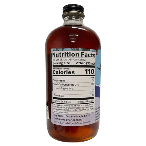 Organic Pure Vermont Maple Syrup in Glass Bottle - From Barred Woods Maple (Grade A Dark Robust (Former Grade B), Pint (16 oz))