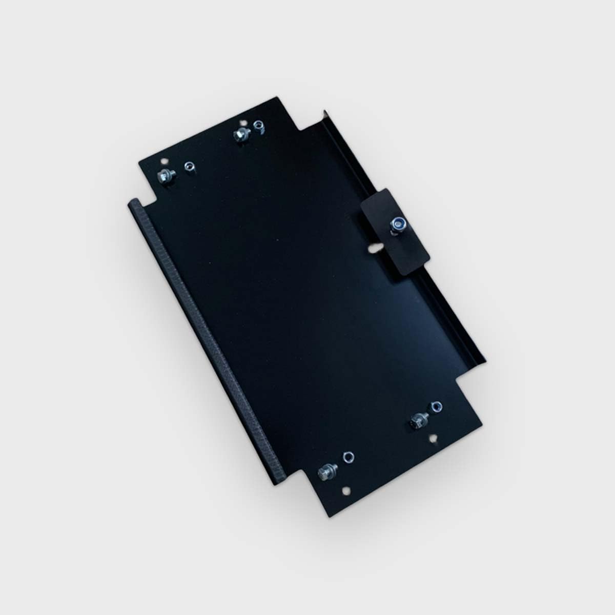 Premium Batteriehalterung für VW T4 T5 T6 T6.1 Schwarz | Pulverbeschichtet | DIN Auto Batterie Halter | Zweitbatterie Halterung | Beifahrersitz Montage | Inkl. Befestigungsmaterial | Camper Ausbau