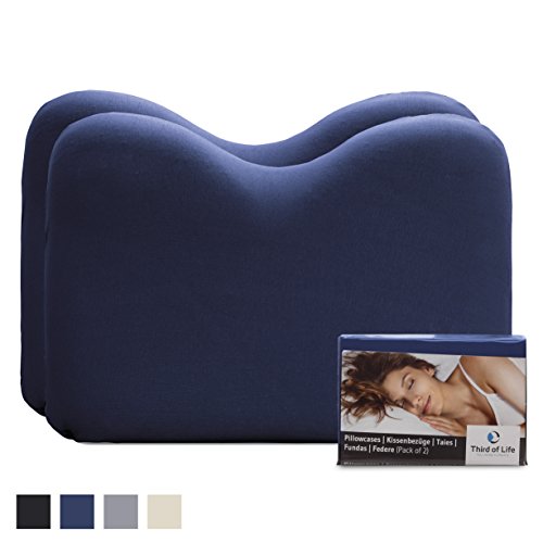 Taie dOreiller de Qualité Supérieure | Lot de 2 - Bleu Marine | Housse Spécialement Conçu pour Les Oreillers NuMOON et maBELLA | Coton Jumel | Jersey Double | Ajustement Parfait | Fermeture Éclair