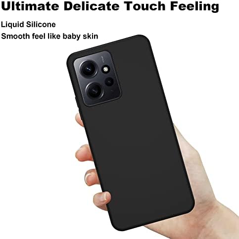 Fitudoos silikonowe etui kompatybilne z Xiaomi Redmi Note 12 4G, płynna silikonowa powłoka, odporna na wstrząsy, czarne.